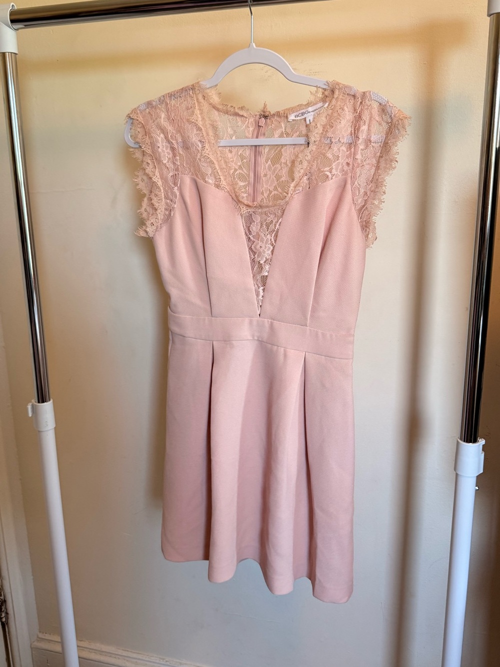 Dusty Pink Lace Inset Dress
